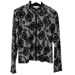 Joseph Ribkoff Evening Jacket Womens 12 Black Floral Lace Full Zip Elegant